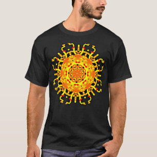 *~*manar gult för Mandala för stil för svart T-shirt