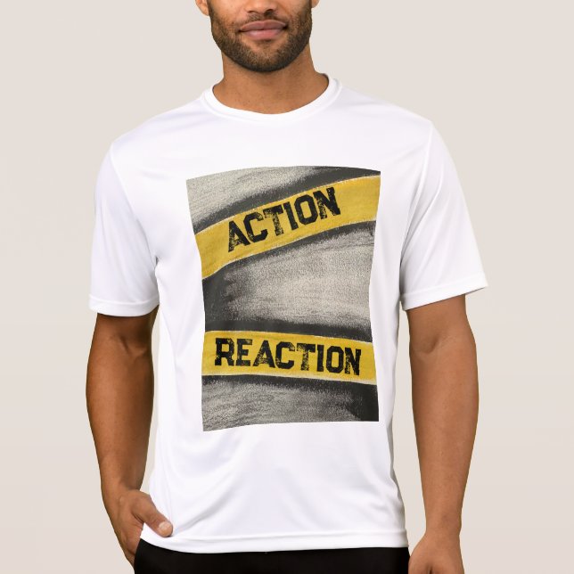 Manar Gult & Graphite "Action and Reaction" T Shirt (Framsida)