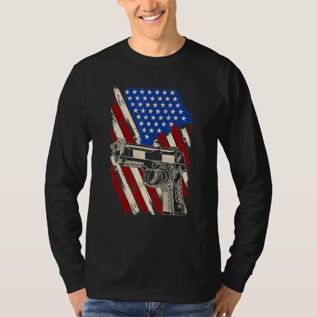 Manar Gun Owner - Retro Distress Usa Gun Flagga -  T Shirt (Framsida)