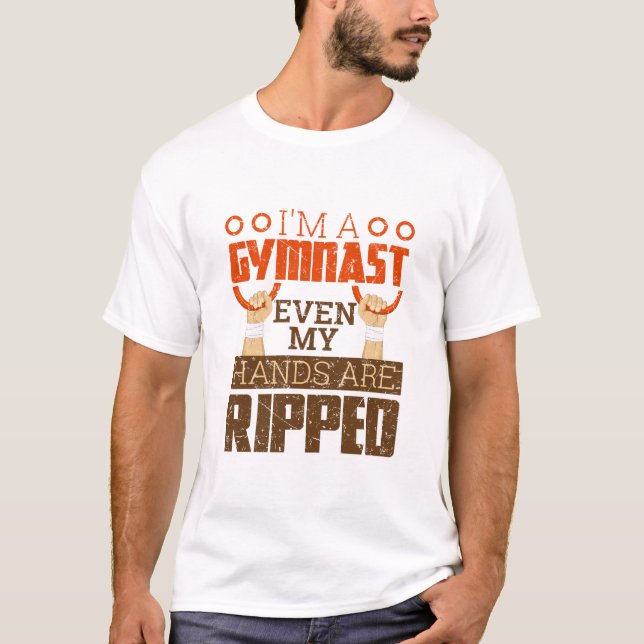 Manar Gymnastics Boy Gymnast Händer Ripping Ringar T Shirt (Framsida)