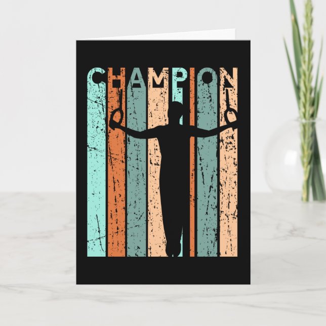 Manar Gymnastics Champion Retro Distress Birthday Kort (Framsida)
