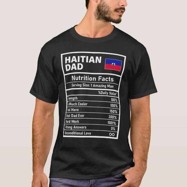 Manar Haitian Pappa Nutrition Facts Fars dag Nati T Shirt (Framsida)