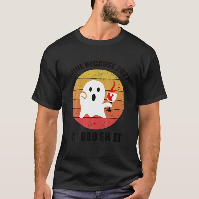 Manar Halloween Ghost Drinking Vin 2021 Funny H T Shirt (Framsida)