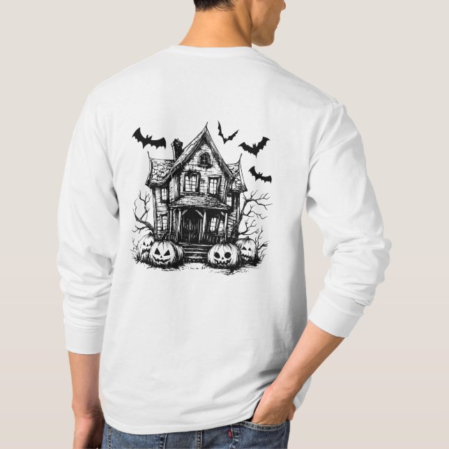 Manar Halloween Shirt Haunted House Tee Fladdermus (Baksida)
