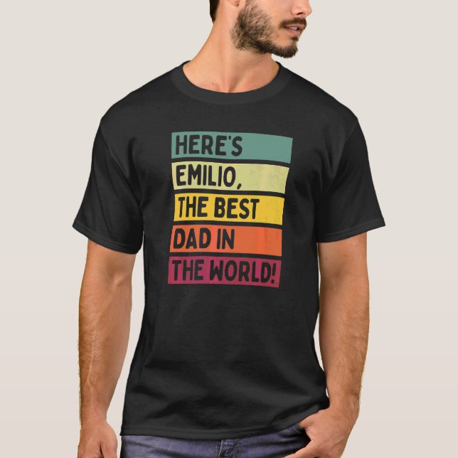 Manar Här är Emilio den bästa Pappan i världen T Shirt (Framsida)