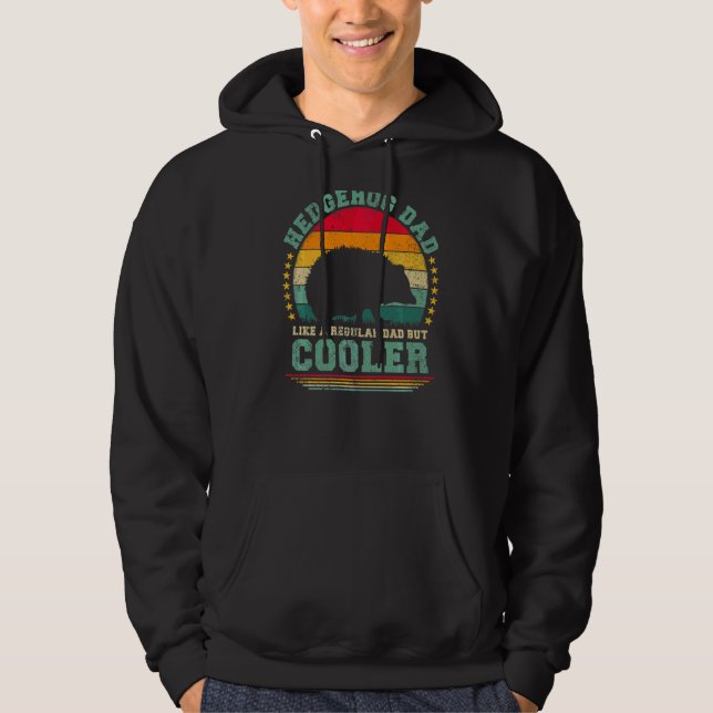 Manar Hedgehog Pappa som ett vanligt Pappa men kol Hoodie (Framsida)
