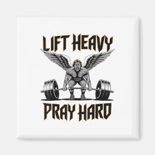 Manar Hiss Heavy Pray Hard Christian Gym Workout D Magnet