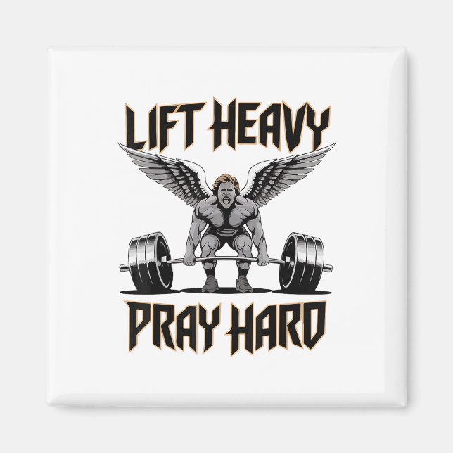Manar Hiss Heavy Pray Hard Christian Gym Workout D Magnet (Framsidan)