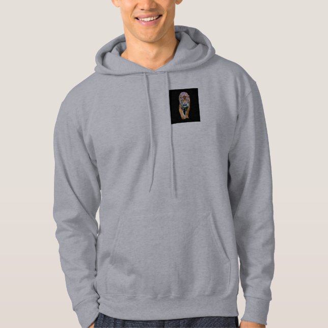 Manar Hooded Grått Sweatshirt Hoodie Walking Tiger (Framsida)