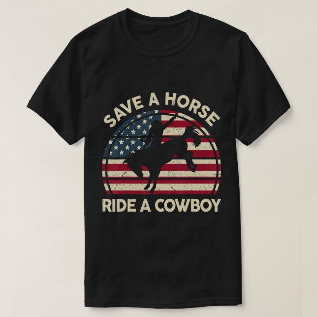 Manar Horse Tävla Shirt Rädda en häst Ride A Cowbo T (Design framsida)