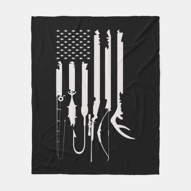 Manar Hunting Fishing USA flagga American ThLED De Fleecefilt (Framsidan)