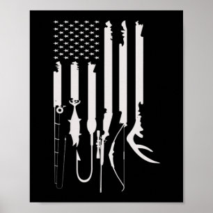 Manar Hunting Fishing USA flagga American ThLED De Poster