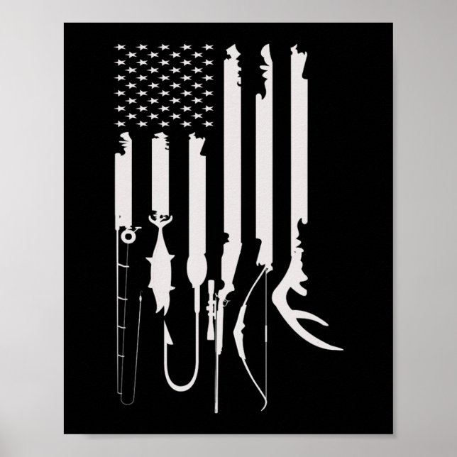 Manar Hunting Fishing USA flagga American ThLED De Poster (Framsidan)