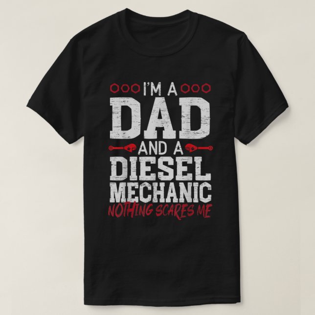 Manar I är Pappa och en dieselmekanism Fars dag B T Shirt (Design framsida)