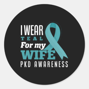 Manar I Bära Teal for My Maka Polycystic Nidney Di Runt Klistermärke