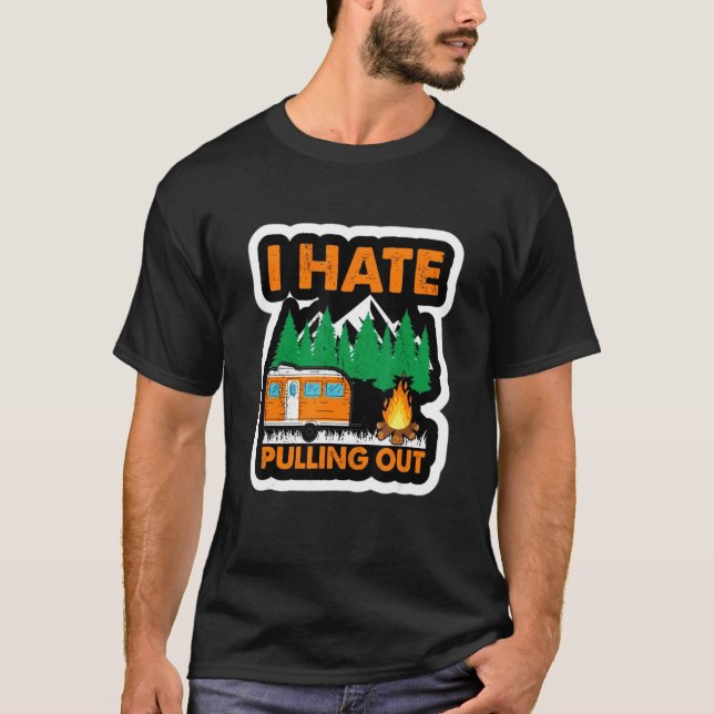Manar I Hate Pulling Out Camping Trailer Retro Tra T Shirt (Framsida)