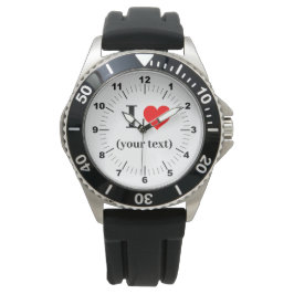 Manar I Heart Black Rubber Strap Watch Armbandsur