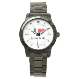 Manar I Heart Oversized Black Bracelet Watch Armbandsur
