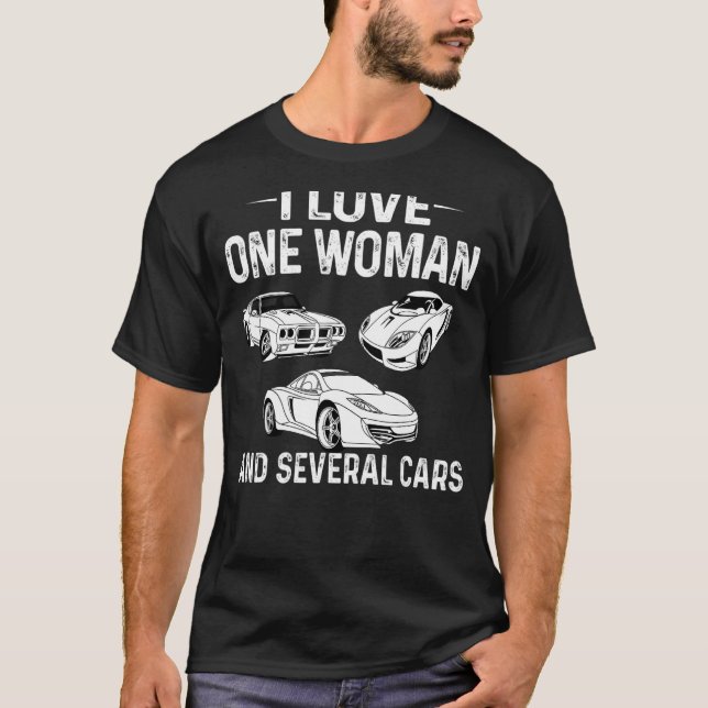 Manar I Kärlek One Woman och flera bilar Familjman T Shirt (Framsida)