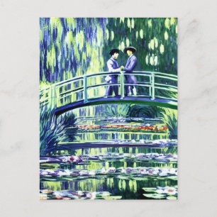 Manar i Kärlek på bron Stil i Monet Vykort