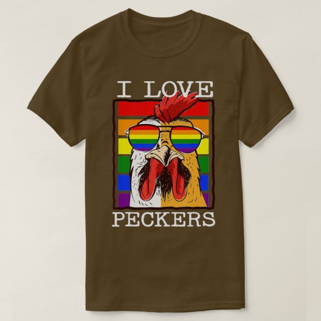 Manar I Kärlek Peckers Tupp Gay HBT Rainbow Chick T Shirt (Design framsida)