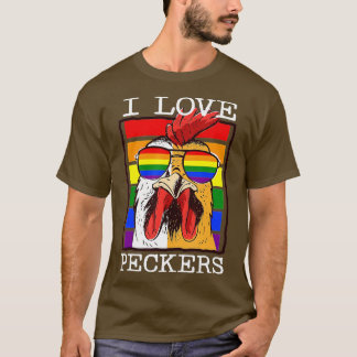 Manar I Kärlek Peckers Tupp Gay HBT Rainbow Chick T Shirt