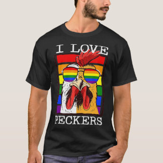 Manar I Kärlek Peckers Tupp Gay HBT Rainbow Chick T Shirt