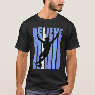 Manar Ice Skater Figur Skater Retro Distress Vin T Shirt