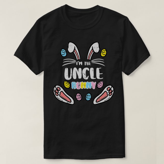 Manar Im farbror Bunny Cute Påsk Matching Famil T Shirt (Design framsida)