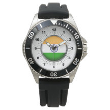 Manar India Flagga Krona Black Rubber Strap Watch