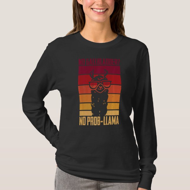 Manar Ingen gallblåsa Ingen prob Llama Gallblåsblå T Shirt (Framsida)