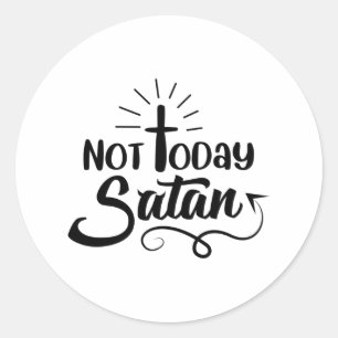 Manar inte idag Satan V-Nacke Graphic T-Shirt Runt Klistermärke