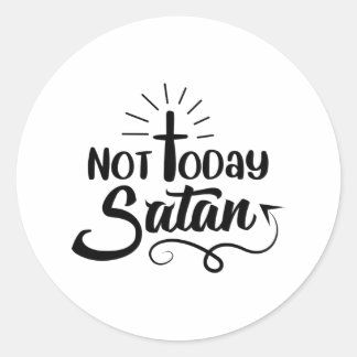Manar inte idag Satan V-Nacke Graphic T-Shirt Runt Klistermärke