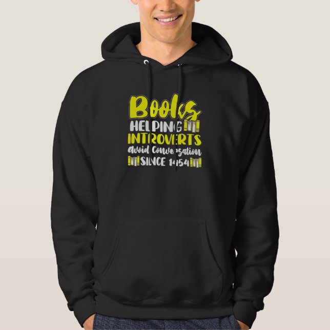 Manar introduverts Bokar Reading Anti Social Perso Hoodie (Framsida)