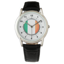 Manar Irland Flagga Krona Black Leather Watch