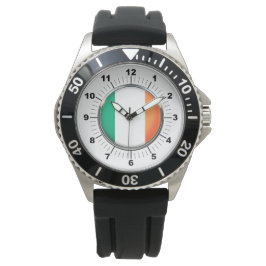 Manar Irland Flagga Krona Black Rubber Strap Watch Armbandsur