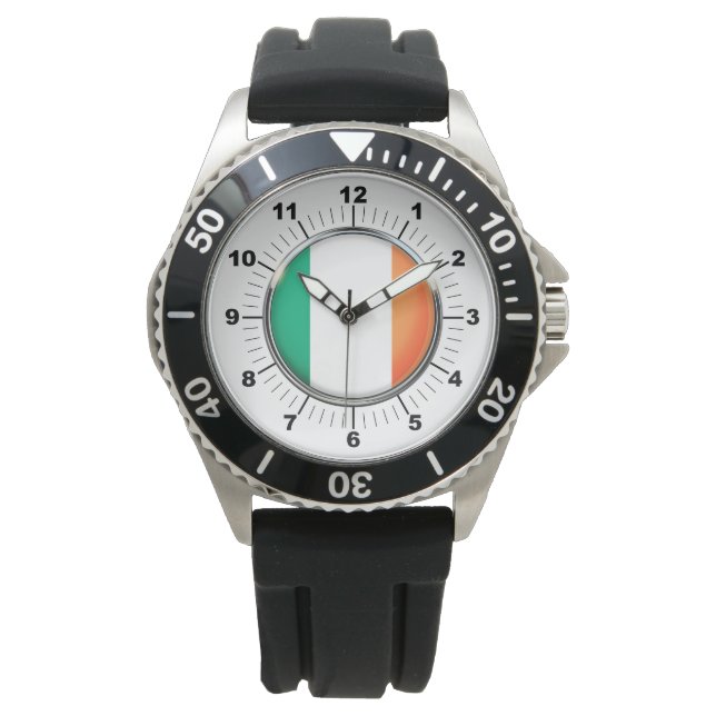 Manar Irland Flagga Krona Black Rubber Strap Watch Armbandsur (Framsida)