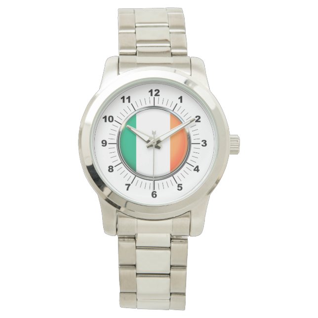 Manar Irland Flagga Oversized Silver Bracelet Watc Armbandsur (Framsida)