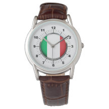 Manar Italien Flagga Classic Brown Leather Watch