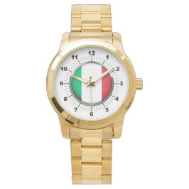 Manar Italien Flagga Oversized Guld Bracelet Watch Armbandsur