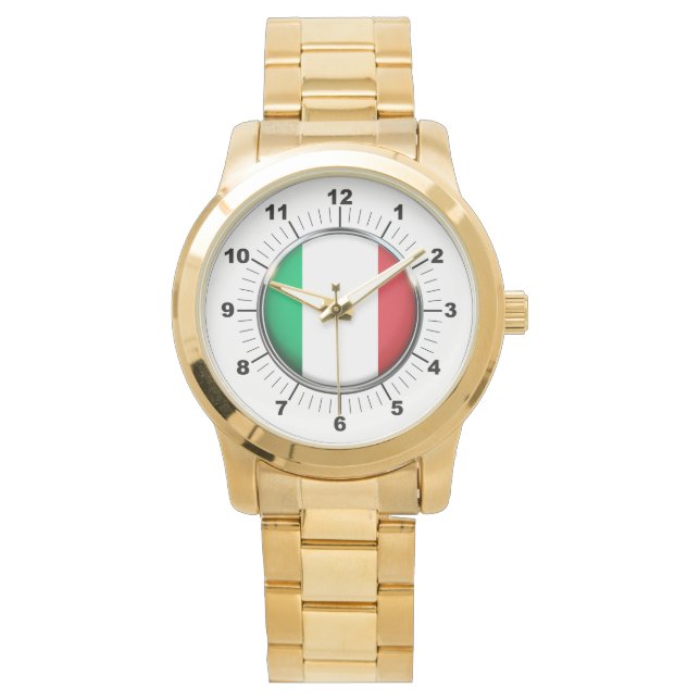 Manar Italien Flagga Oversized Guld Bracelet Watch Armbandsur (Framsida)