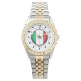 Manar Italien Flagga Two-Tone Bracelet Watch Armbandsur