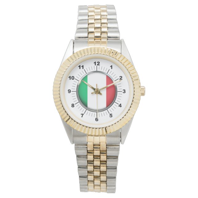 Manar Italien Flagga Two-Tone Bracelet Watch Armbandsur (Framsida)