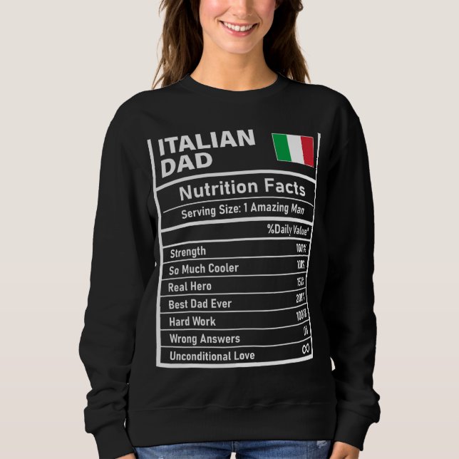 Manar italienska Pappa Nutrition Facts Fars dag Na T Shirt (Framsida)