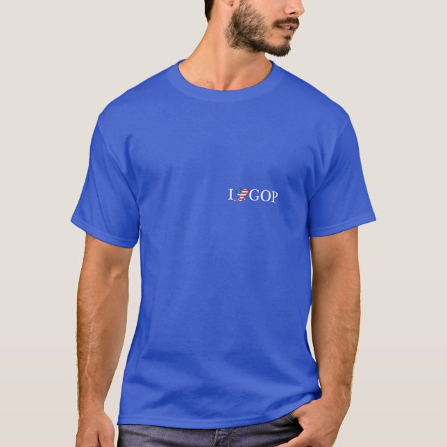 Manar "jag älskar GOP" blåttT-tröja med 'MERICA! Tee (Framsida)