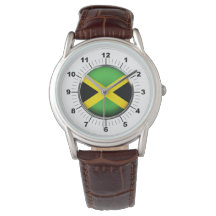 Manar Jamaica Flagga Classic Brown Leather Watch