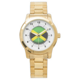 Manar Jamaica Flagga Oversized Guld Bracelet Watch Armbandsur