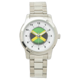 Manar Jamaica Flagga Oversized Silver Watch Armbandsur