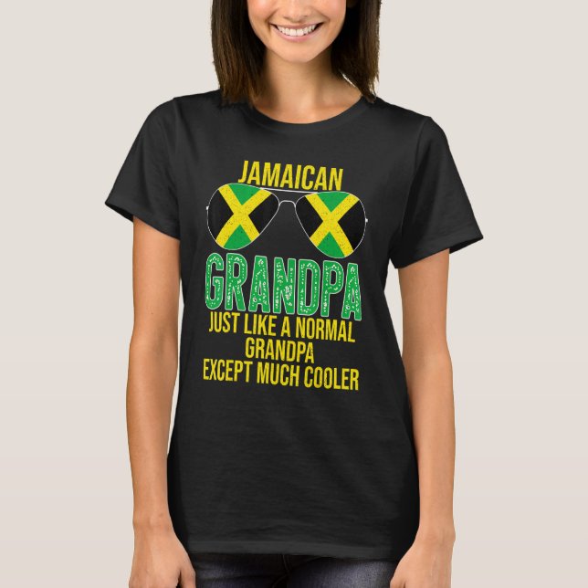 Manar Jamaican Grandpa Jamaica Flagga Sunglasses F T Shirt (Framsida)