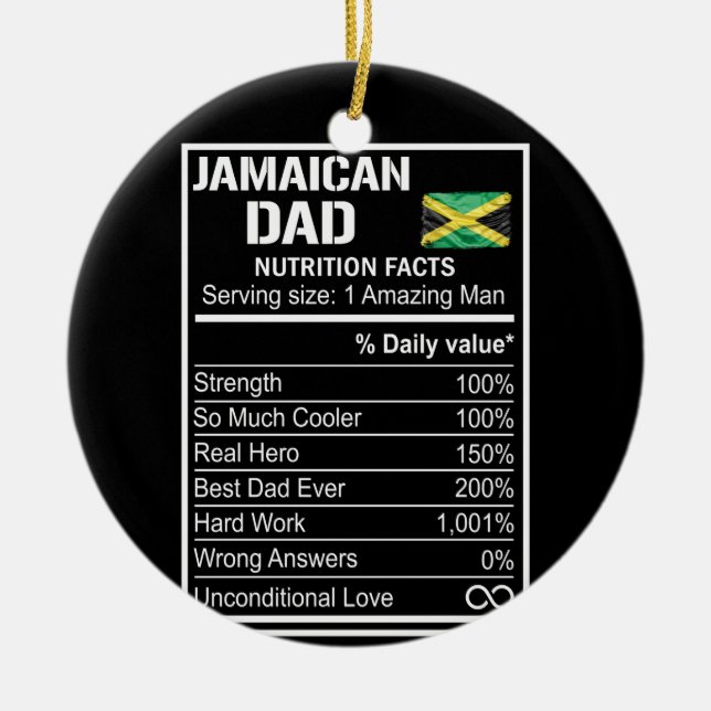 Manar Jamaican Pappa Nutrition Facts Fars dag Hero Julgransprydnad Keramik (Framsidan)